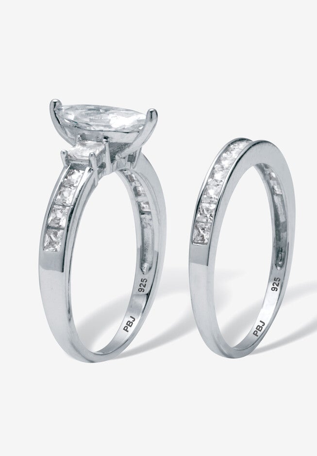 2.34 Tcw Marquise Cubic Zirconia Bridal Ring Set, , alternate image number 6