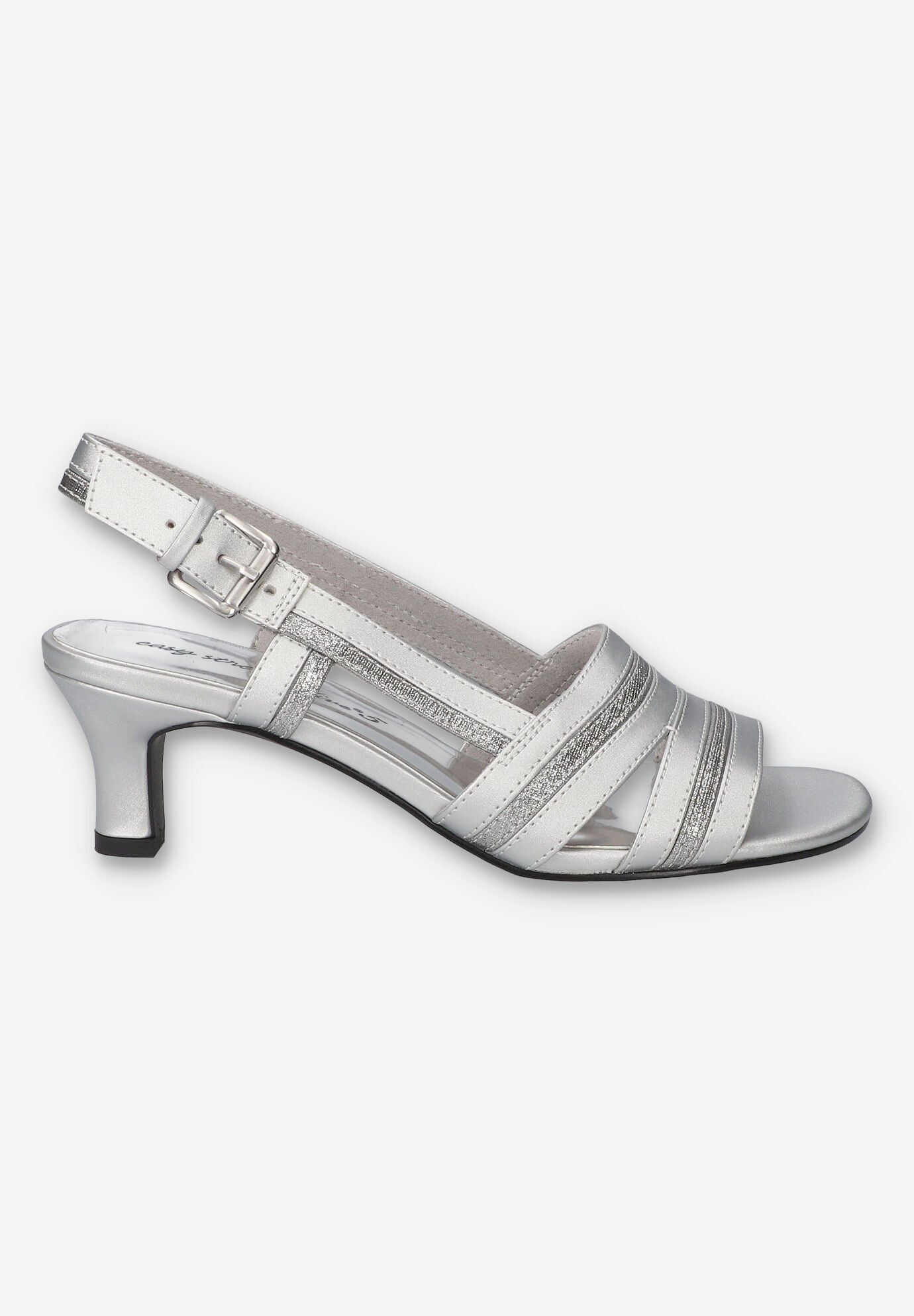 Meghan Slingback Heeled Sandal, SILVER SATIN, alternate image number 2