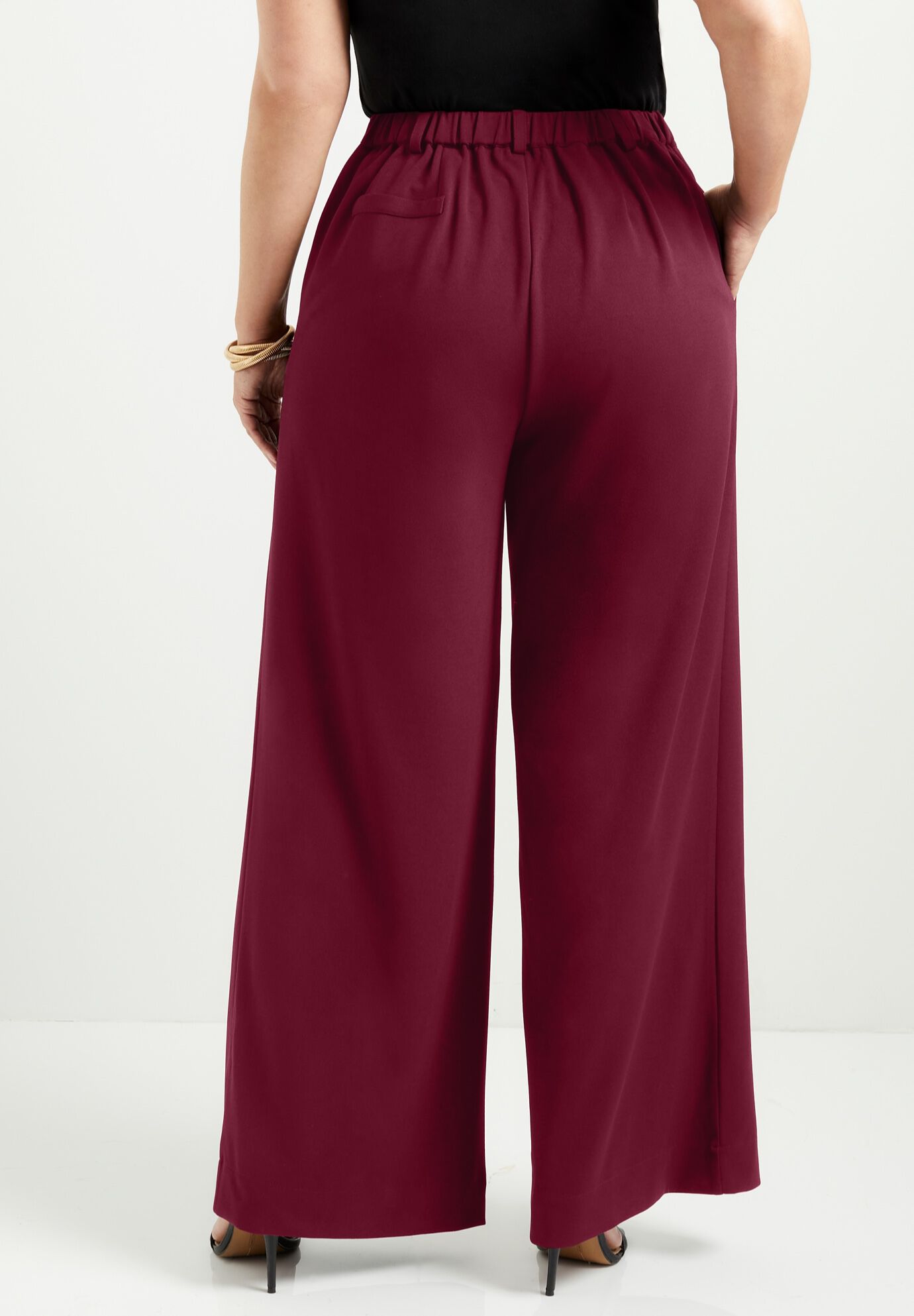 Pleated Wide-Leg Trousers, GRAY BLUE, on-hover image number 1
