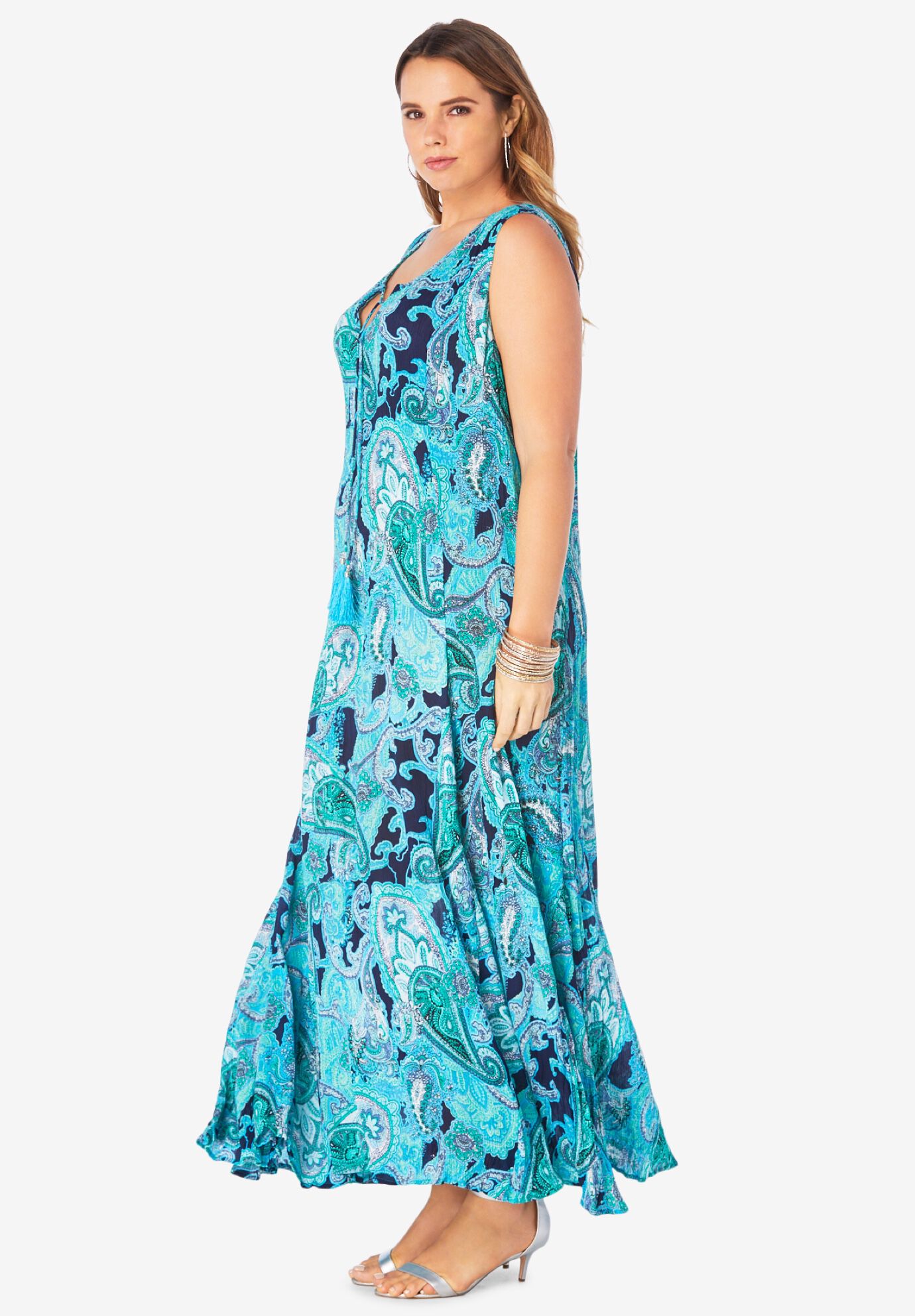 Crinkle A-Line Maxi Dress, , alternate image number 2