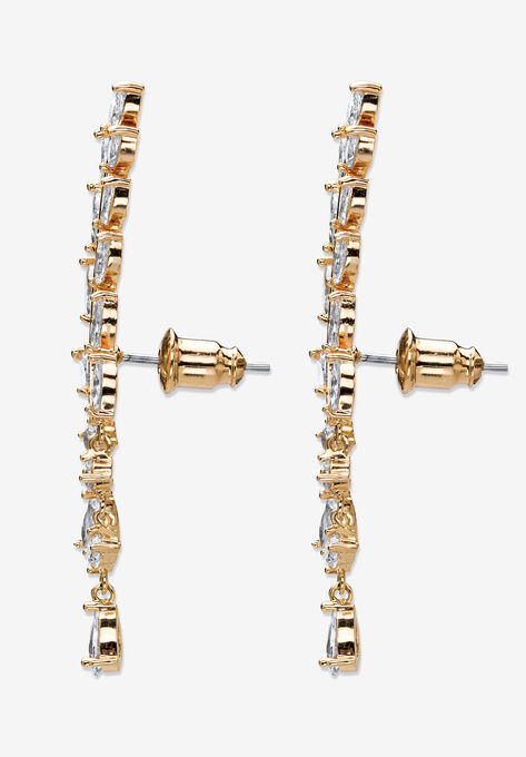 Goldtone Marquise Cut Ear Climber Drop Earrings Cubic Zirconia (3 cttw TDW), , on-hover image number null