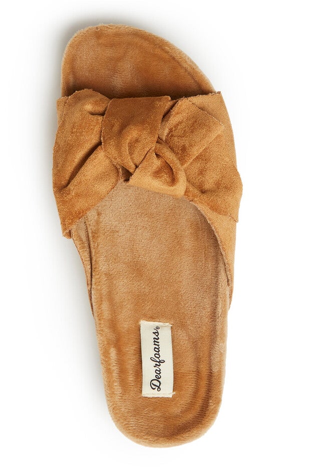 Megan Microsuede Bow Molded Footbed Slide, , alternate image number 4