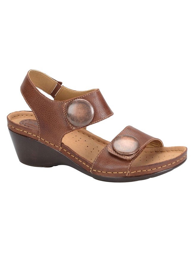 Pamela Leather Wedge Sandal by Softspots®, NUTMEG, hi-res image number null