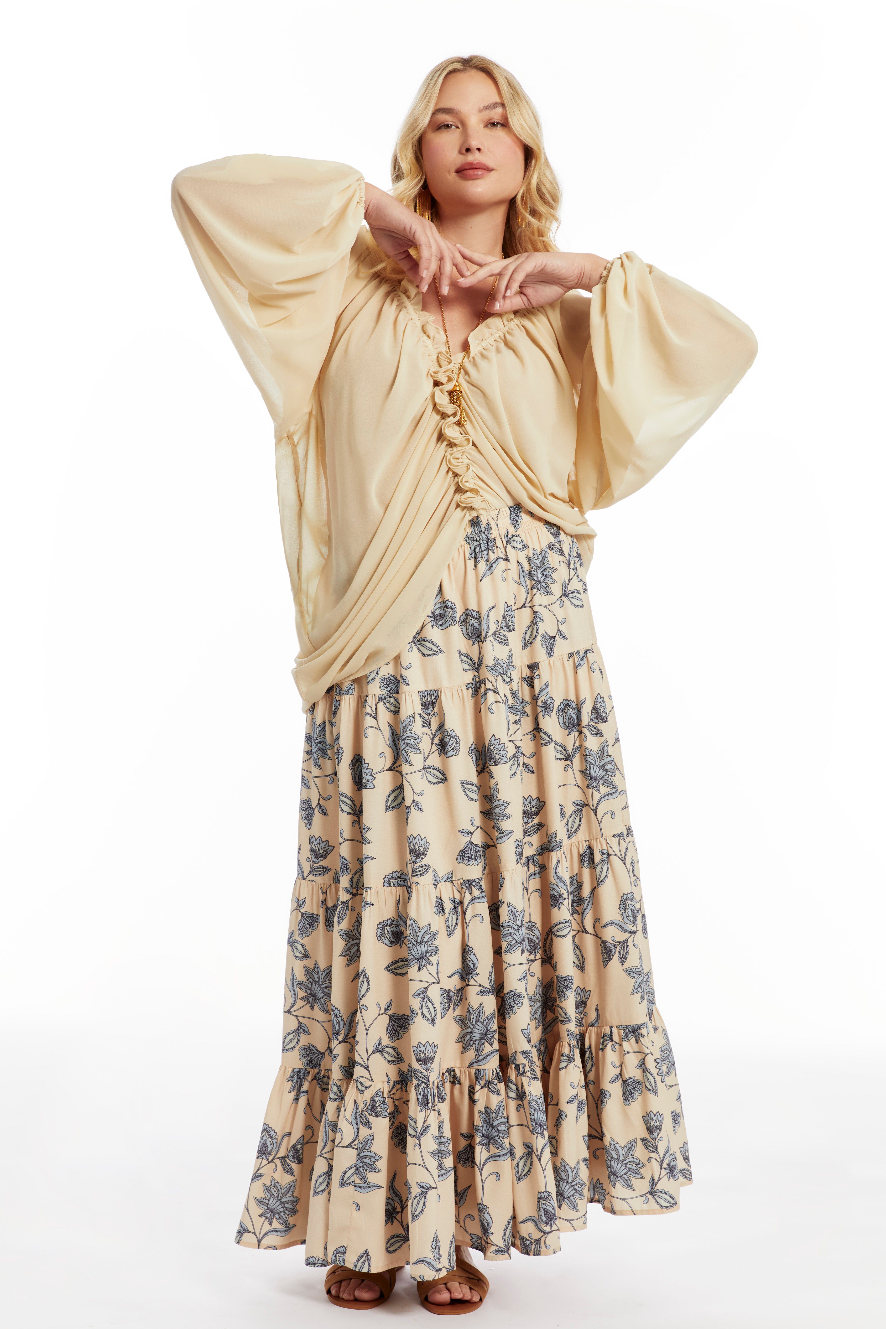 Tiered Midi Skirt