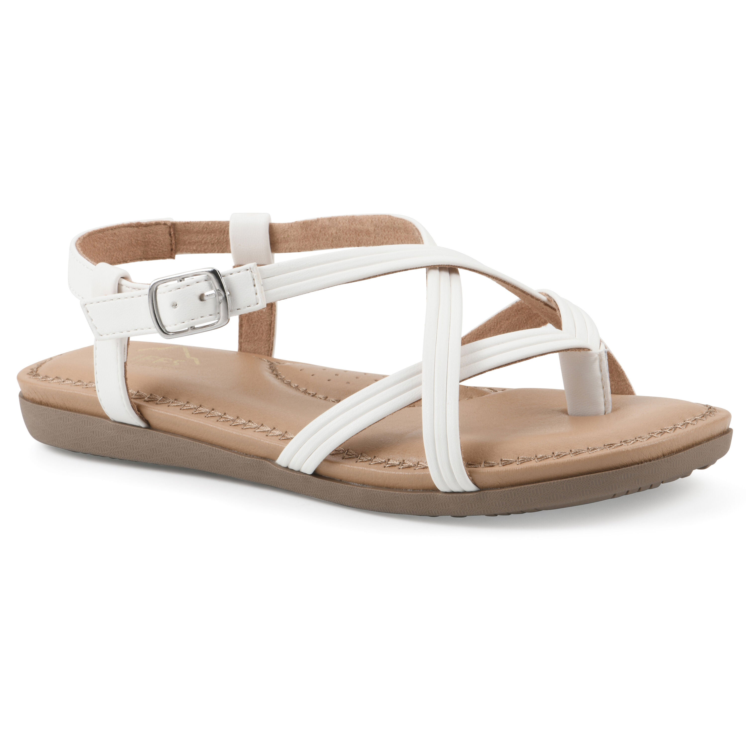 Frania Strappy Flat Sandal, WHITE SMOOTH, hi-res image number 0