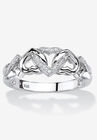 Platinum & Silver Promise Ring with Diamond-Accent, WHITE, hi-res image number 0