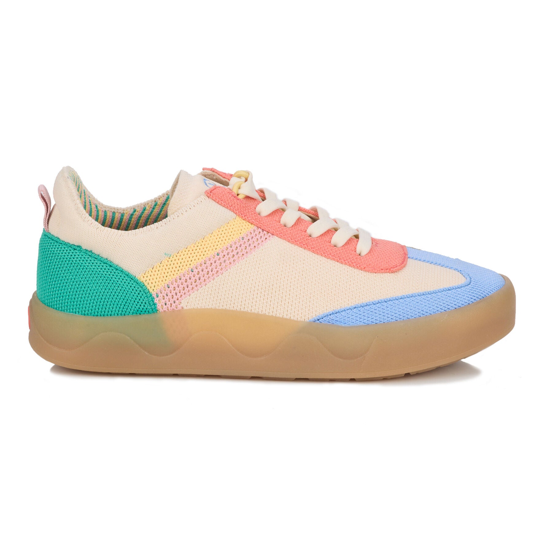 Stella Stretch Knit Sneaker, BEIGE PINK BLUE, alternate image number 2
