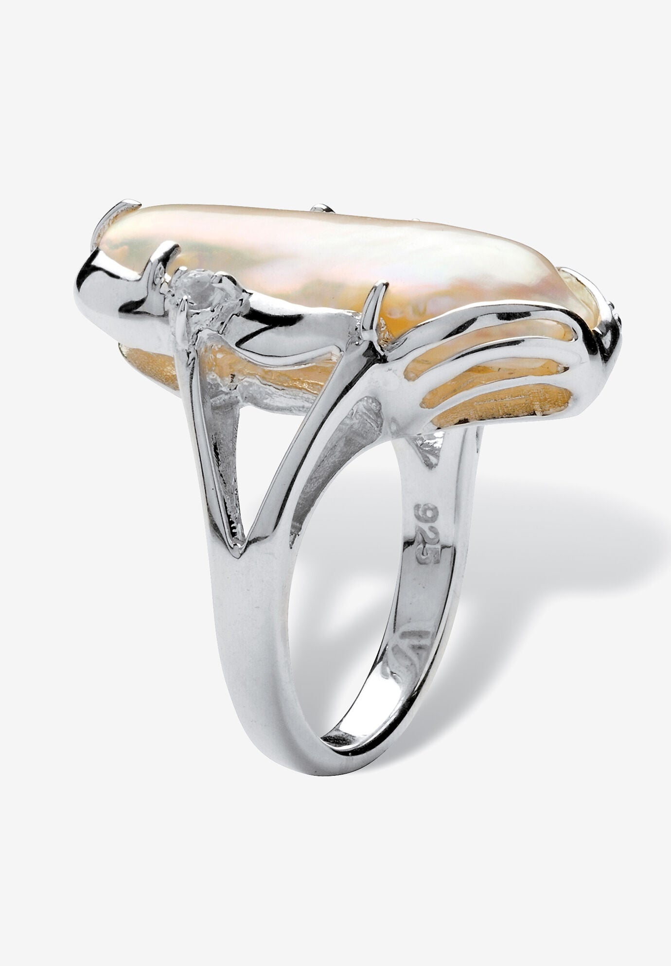 Sterling Silver Cultured Freshwater Pearl And Topaz Ring Jewelry, , on-hover image number 1