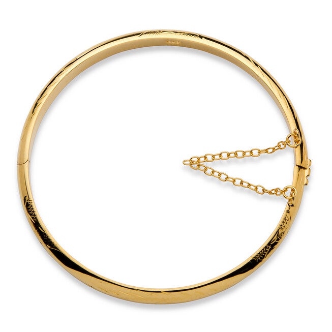 Etched Bangle Bracelet in 18k Yellow Gold Over .925 Sterling Silver 7 inches, GOLD, on-hover image number null