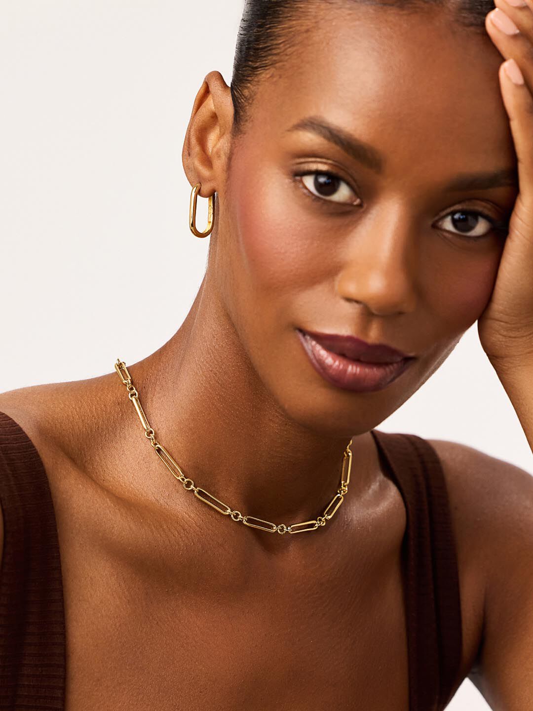 James Gold Paperclip Necklace, GOLD, alternate image number 1