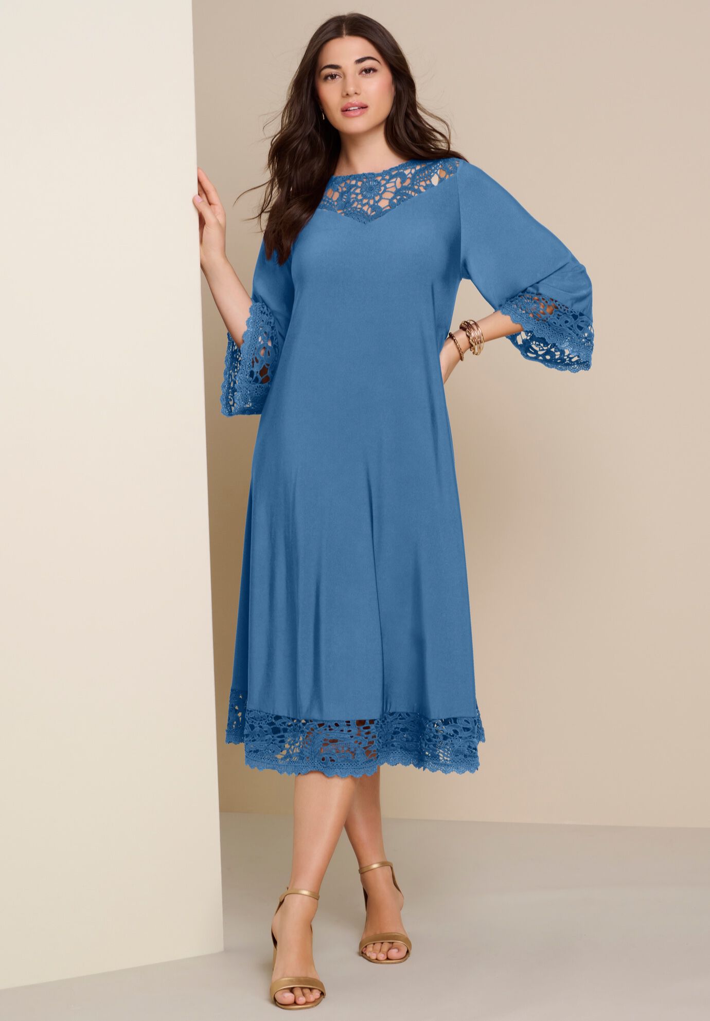Plus Size Lace Cutout Fit and Flare Dress, , alternate image number 3