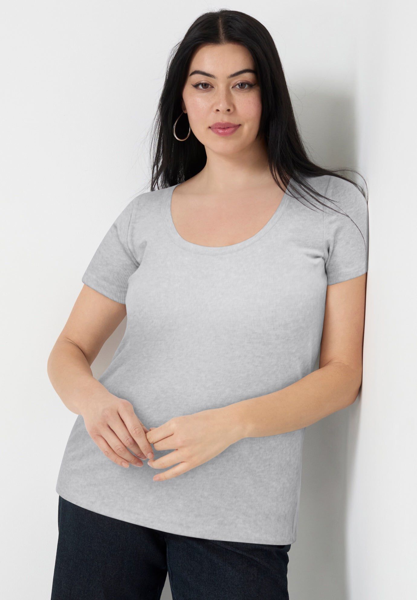 Ribbed Scoopneck Top