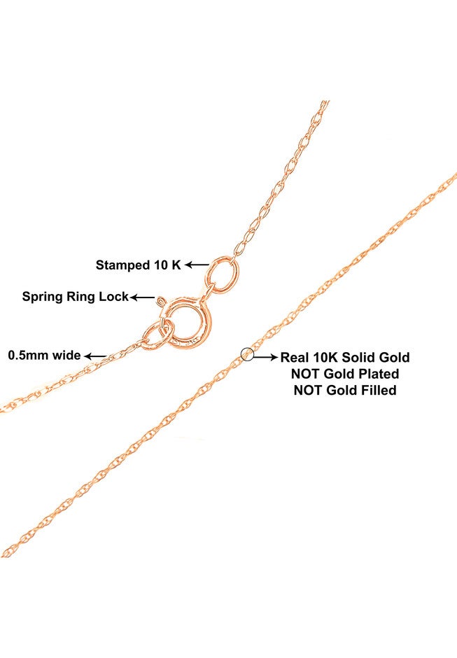 Solid Rose Gold Rope Chain Necklace Unisex 16 inches, , on-hover image number null