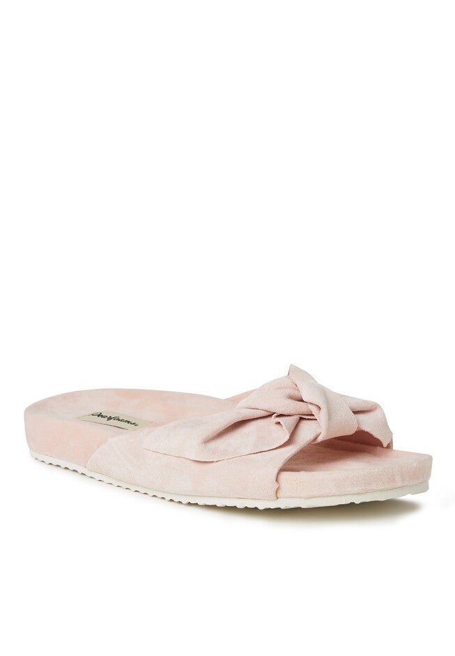 Megan Microsuede Bow Molded Footbed Slide, DUSTY PINK, hi-res image number 0