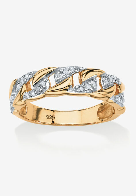 Gold & Sterling Silver Link Ring with Diamonds, GOLD, hi-res image number null