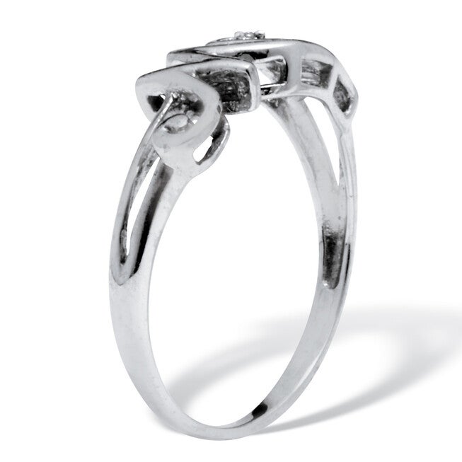 Round Diamond "Mom" Heart Sterling Silver Ring, WHITE, on-hover image number null
