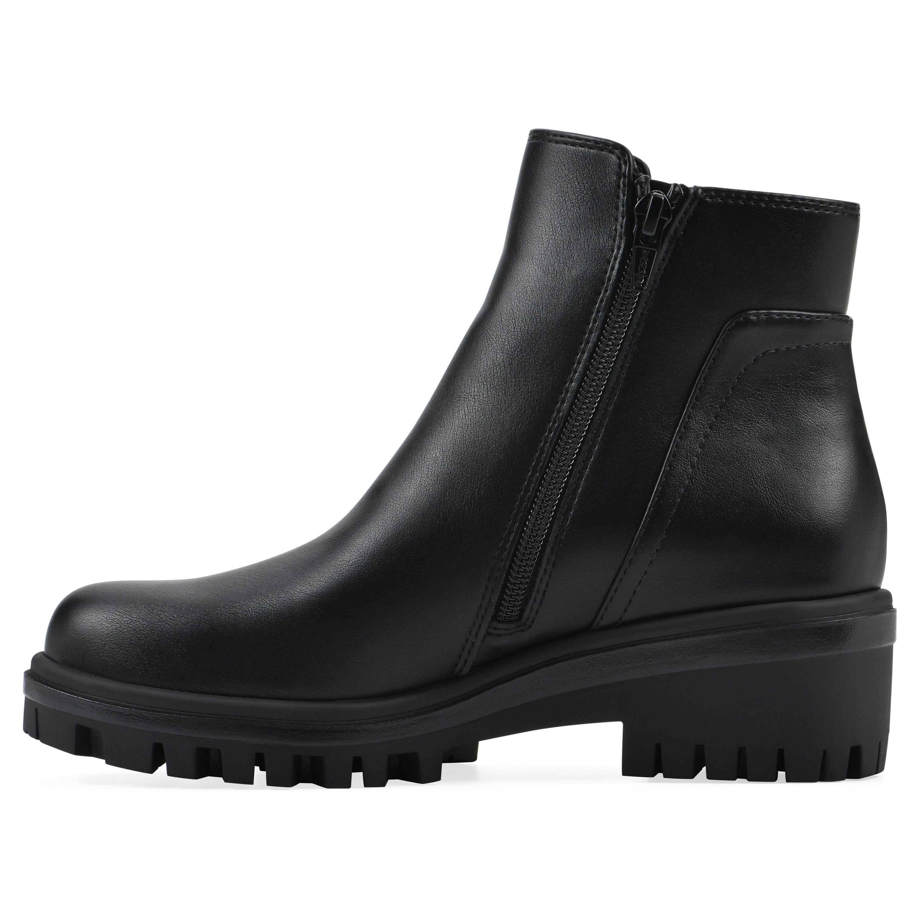 Tahj Lug Sole Bootie, BLACK FAUX LEATHER, alternate image number 3