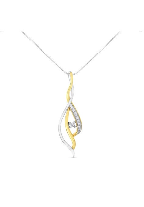 Gold Round Cut Diamond Cascade Pendant Necklace, GOLD SILVER, hi-res image number null