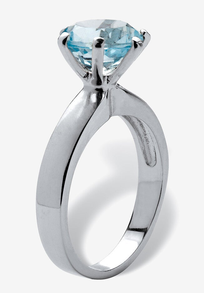 3.80 Tcw Round Genuine Blue Topaz Solitaire Ring .925 Sterling Silver, , on-hover image number null