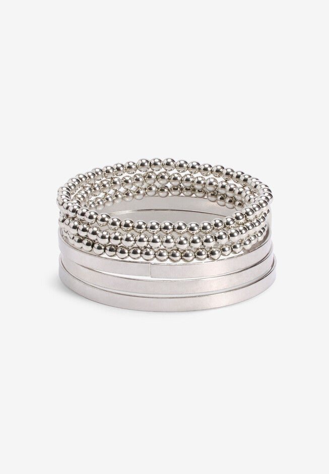 Bangle Bracelet Set, SILVER, hi-res image number null