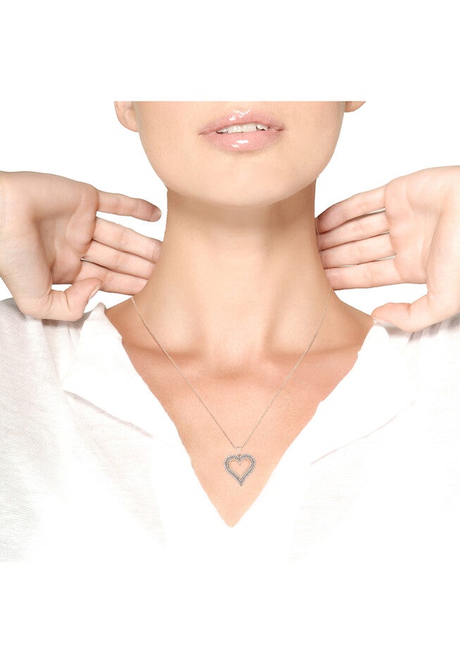 Rose Gold Plated Sterling Silver 1/2 Cttw Diamond Heart Pendant Necklace, , alternate image number null