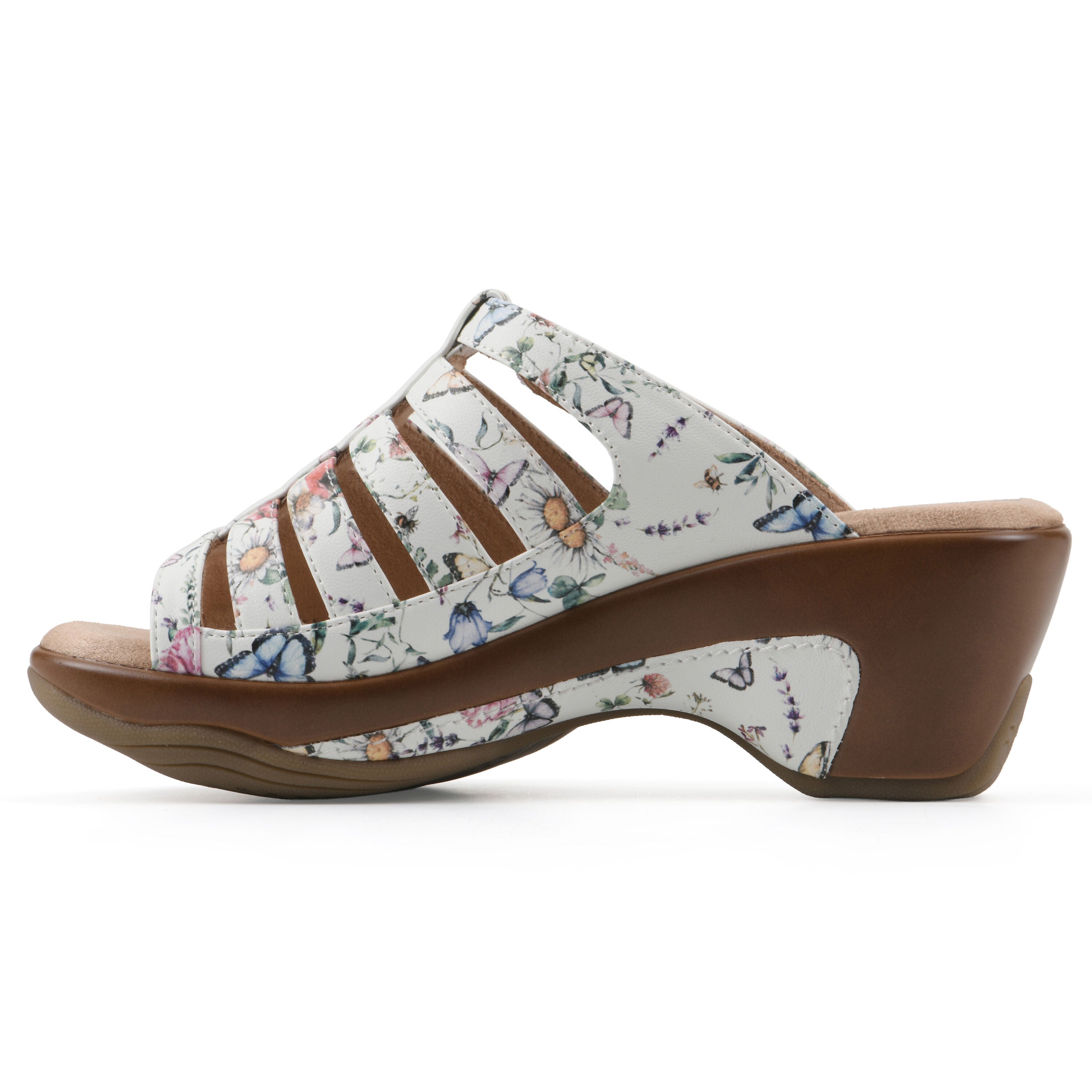 Valencia Slip-On Clog Sandal, WHITE MULTI FLOWER, alternate image number 3
