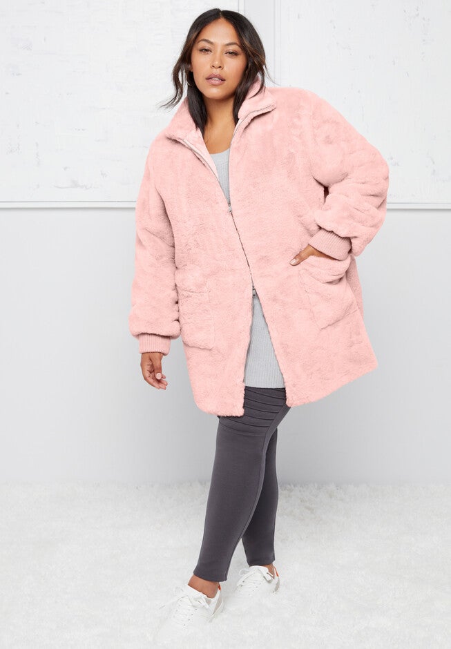 Zip-Up Faux Fur Jacket, , alternate image number null