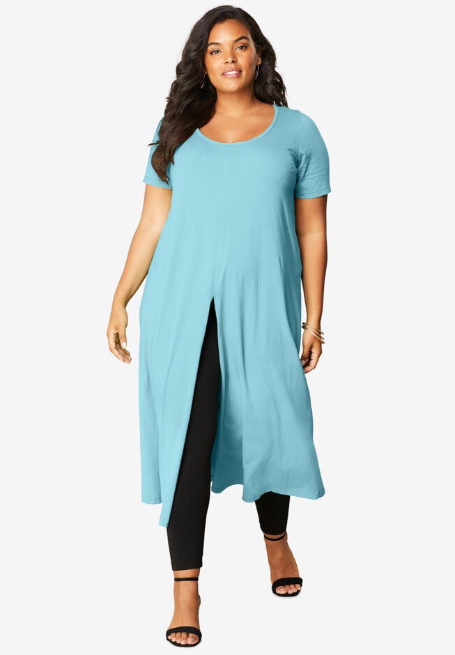 Front-Slit Ultra Femme Tunic, LIGHT AQUA, hi-res image number null