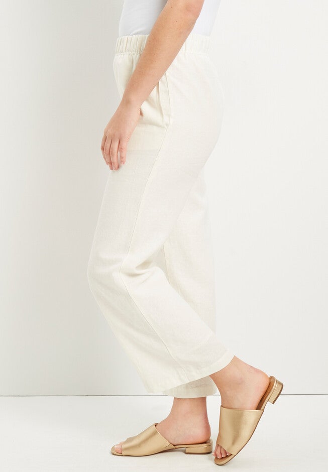 Cropped Wide-Leg Lino Soleil Pant, , alternate image number null
