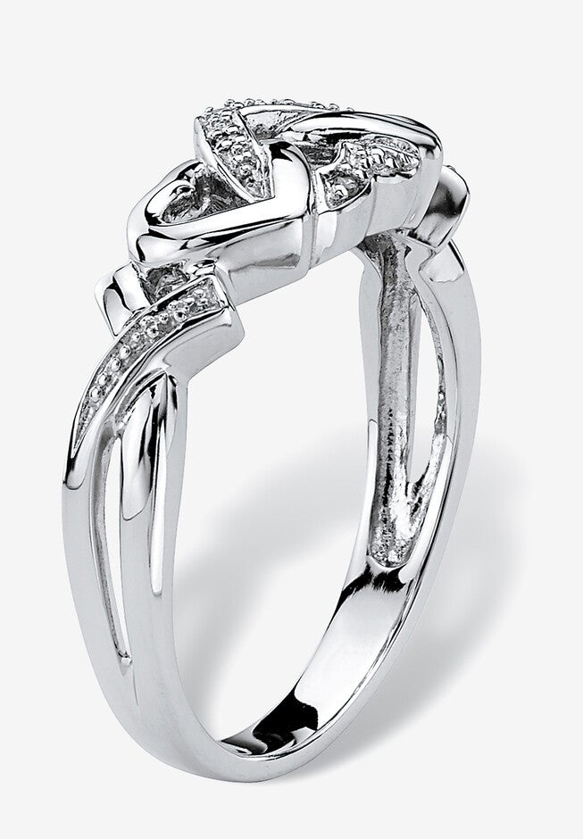 Platinum & Silver Promise Ring with Diamond-Accent, , on-hover image number 1