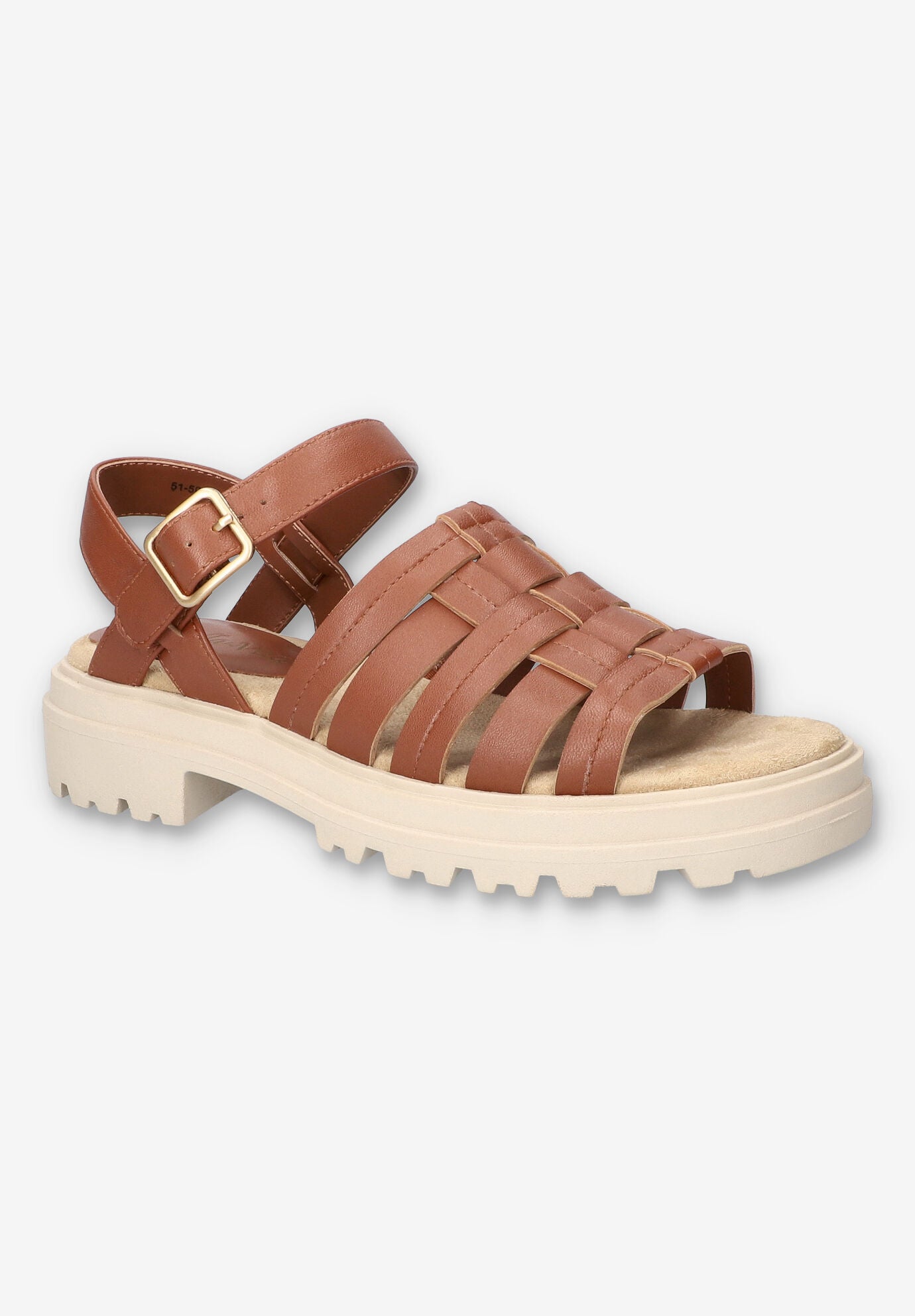 Loni Lug Sole Fisherman Sandal, DARK TAN LEATHER, hi-res image number 0