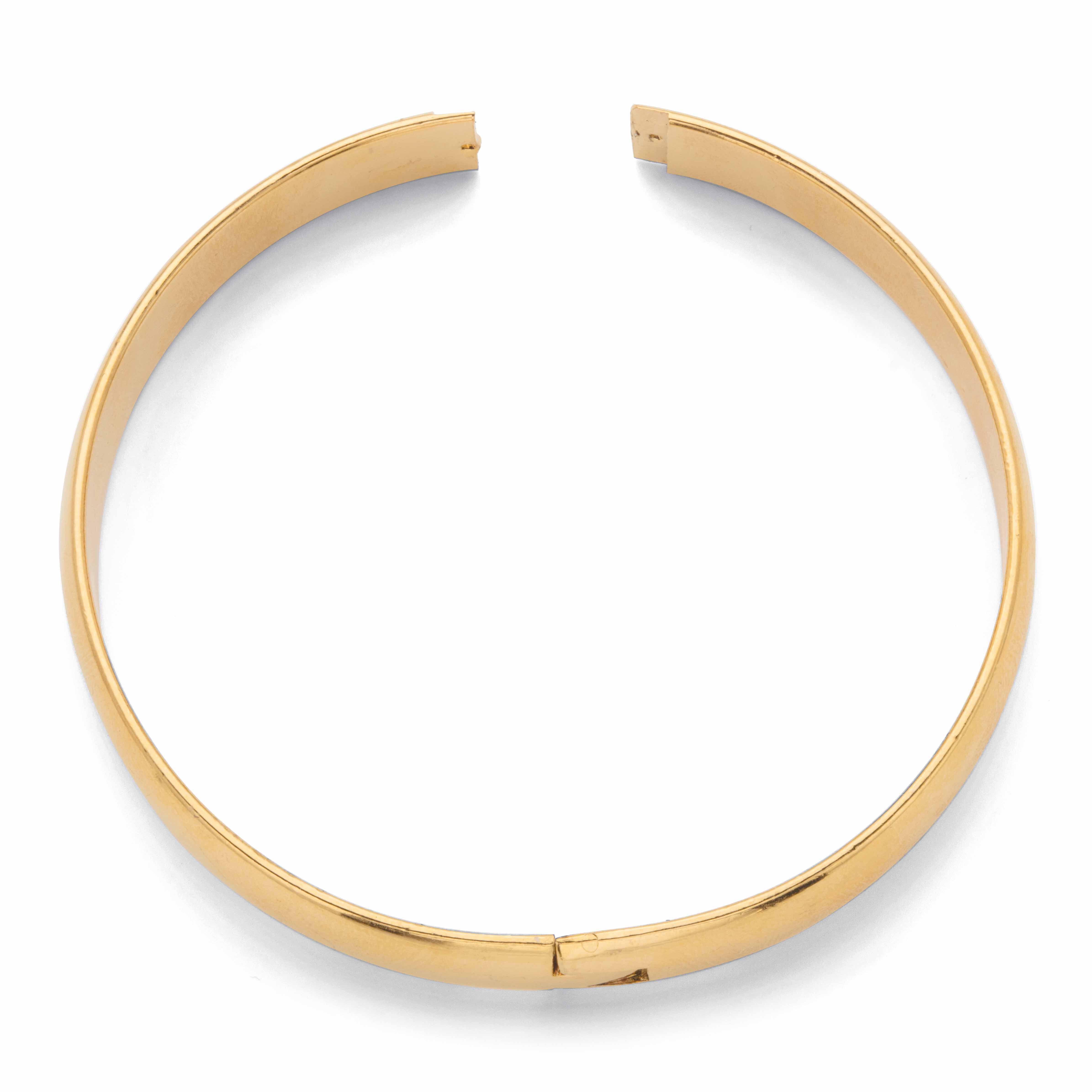 Goldtone Hinged Polished Bangle Bracelet 7.5 inches, GOLD, on-hover image number 1