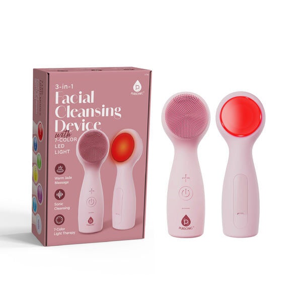 3in1 LED Facial  Cleansing  Brush, WHITE, hi-res image number 0