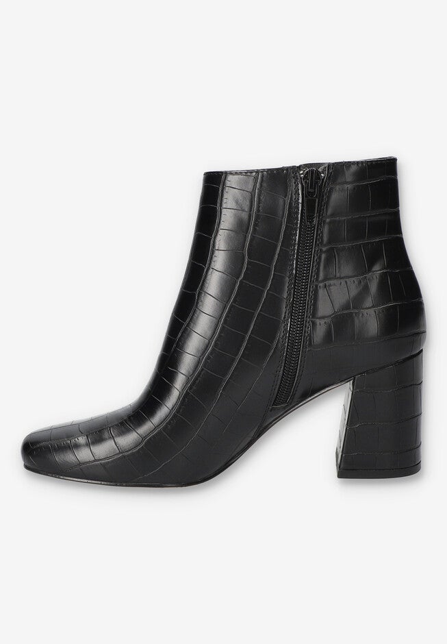 Wilma Square Toe Ankle Boot, BLACK CROCO, alternate image number 4