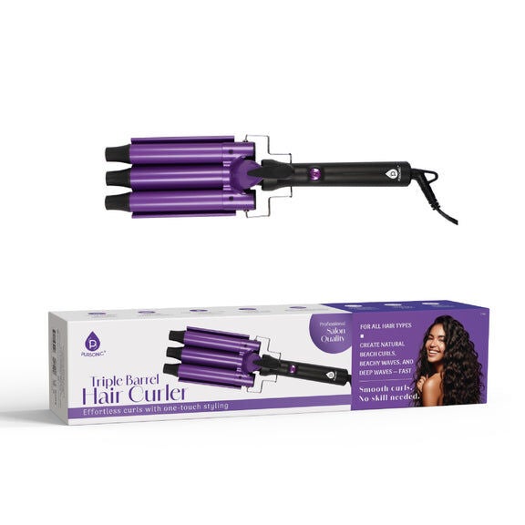Triple Barrel Hair Curler, WHITE, hi-res image number 0