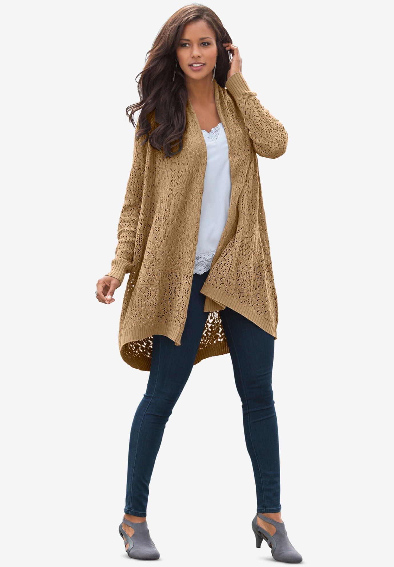 Pointelle Cardigan, SOFT CAMEL, hi-res image number 0