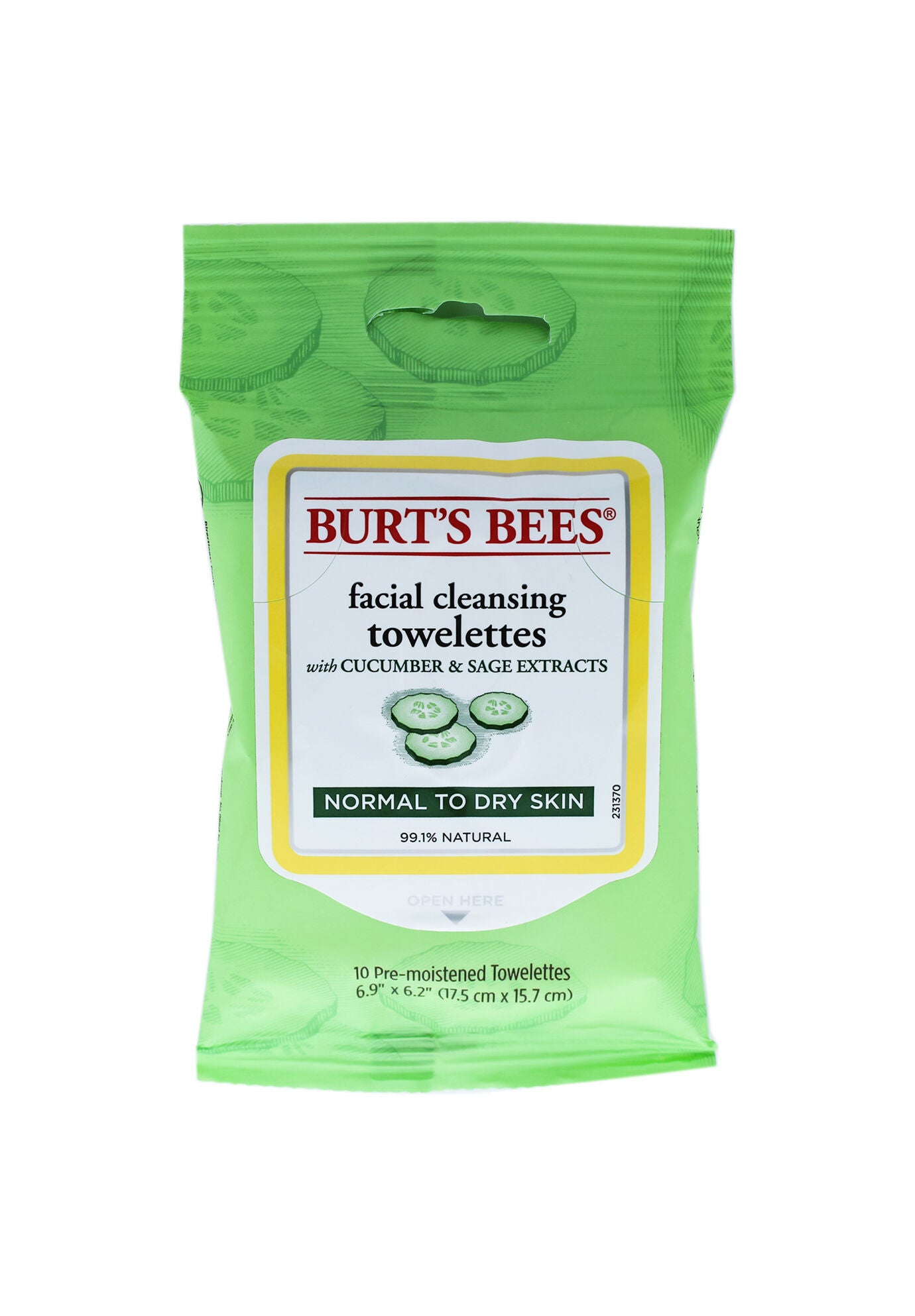 Facial Cleansing Towelettes - Cucumber And Sage -10 Count Towelettes, O, hi-res image number 0