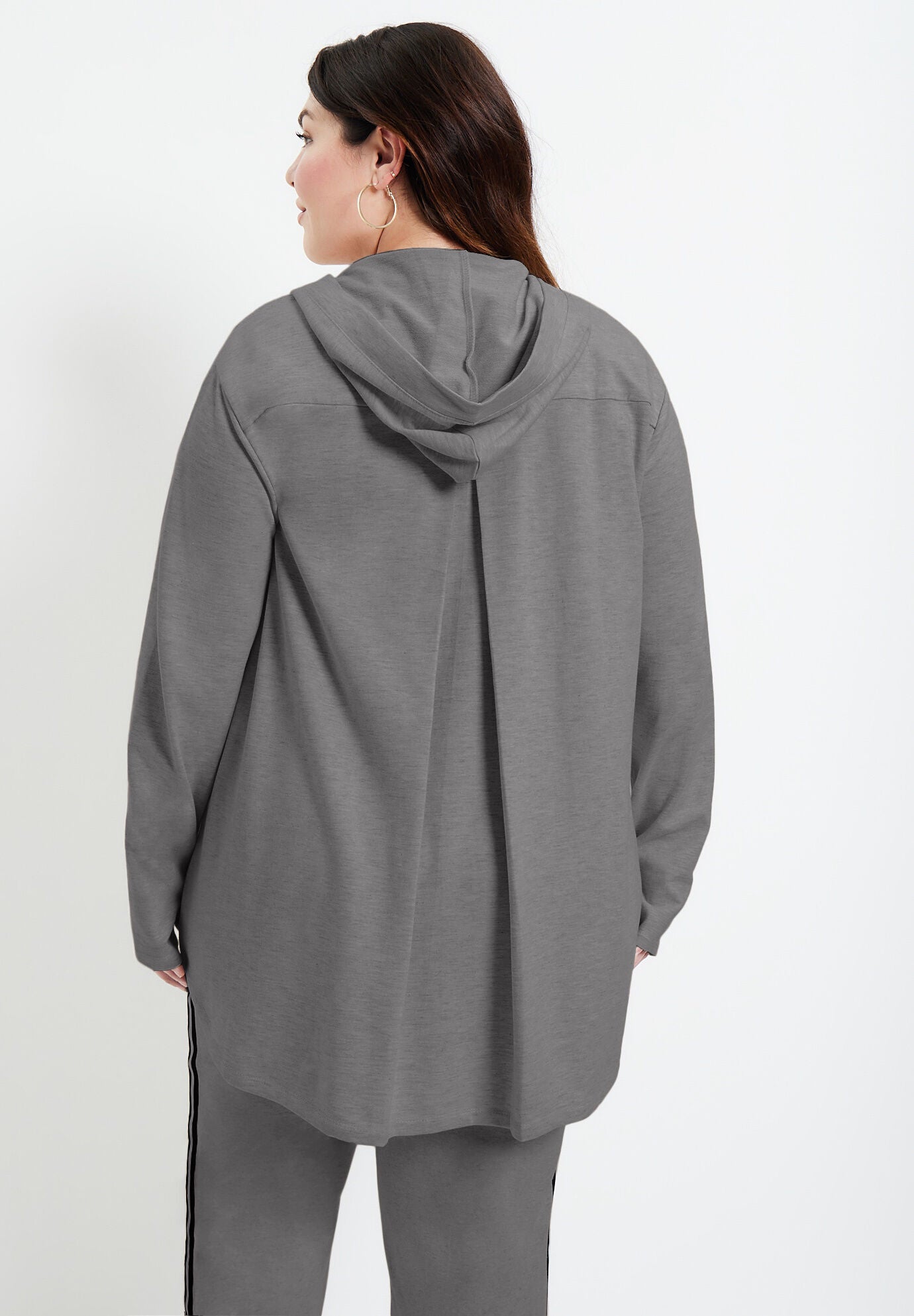 Zip-Up French Terry Hoodie, BLACK, on-hover image number 1