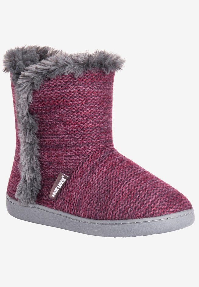 Cheyenne Slipper Bootie by Muk Luks, PLUM, hi-res image number 0