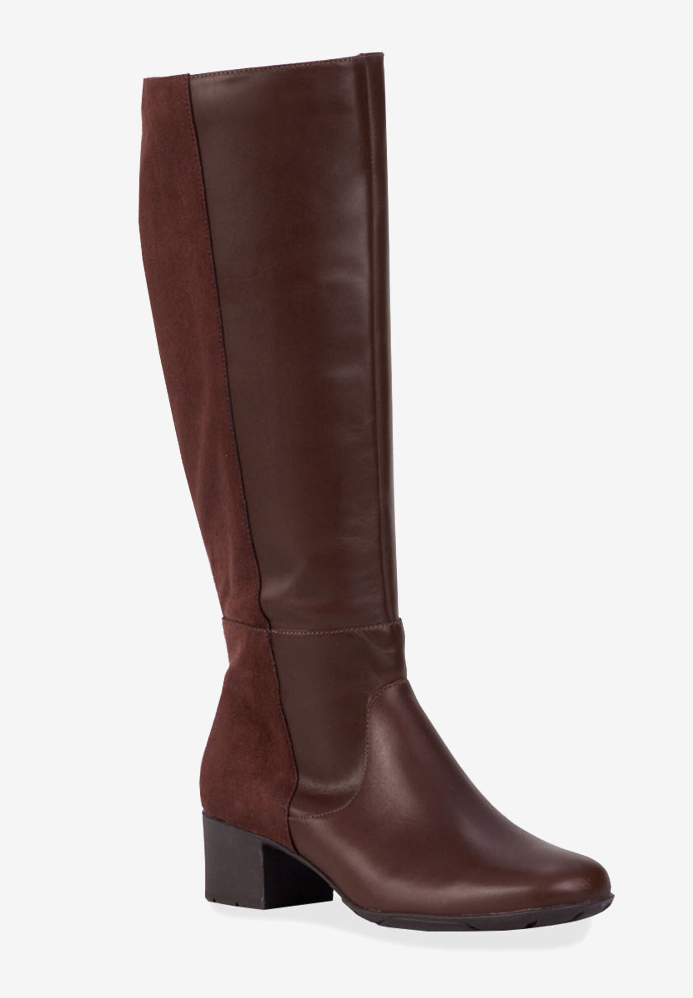 Mix Wide Wide Calf Boot, BROWN LEATHER SUEDE, hi-res image number 0
