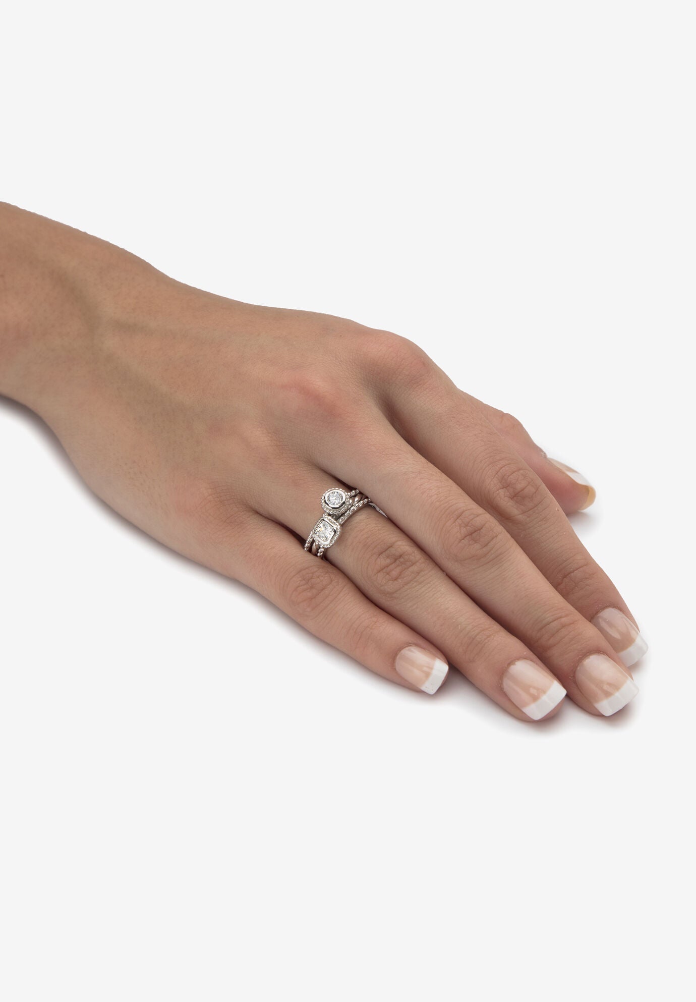 .62 Tcw Sterling Silver Stack 3 Piece Cubic Zirconia Ring Set, , alternate image number 2