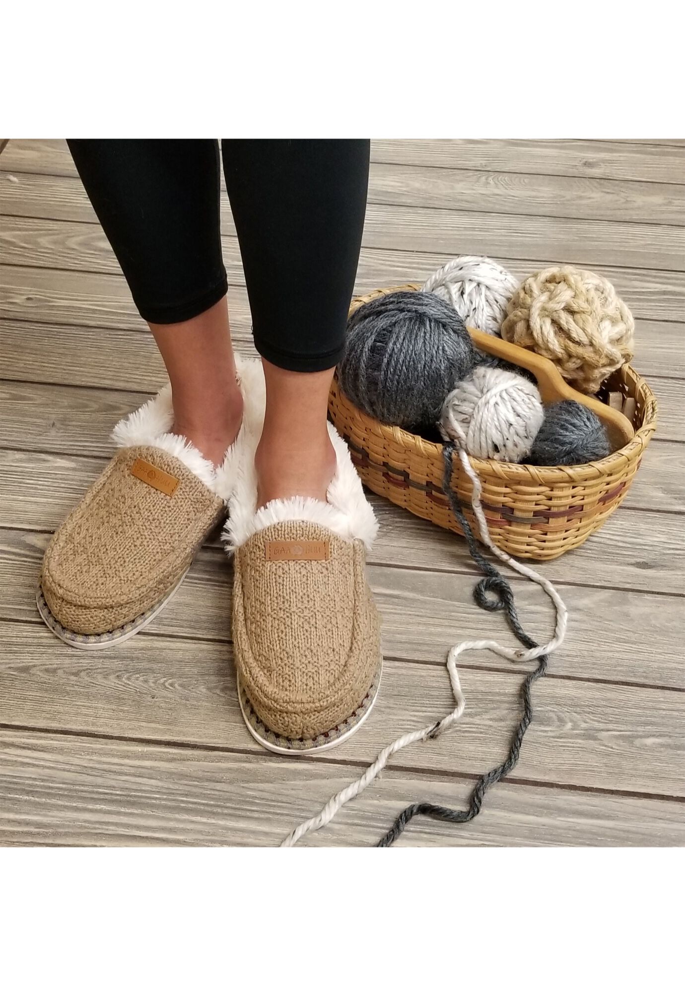 Textured Knit Mocassin Slippers, , alternate image number 2