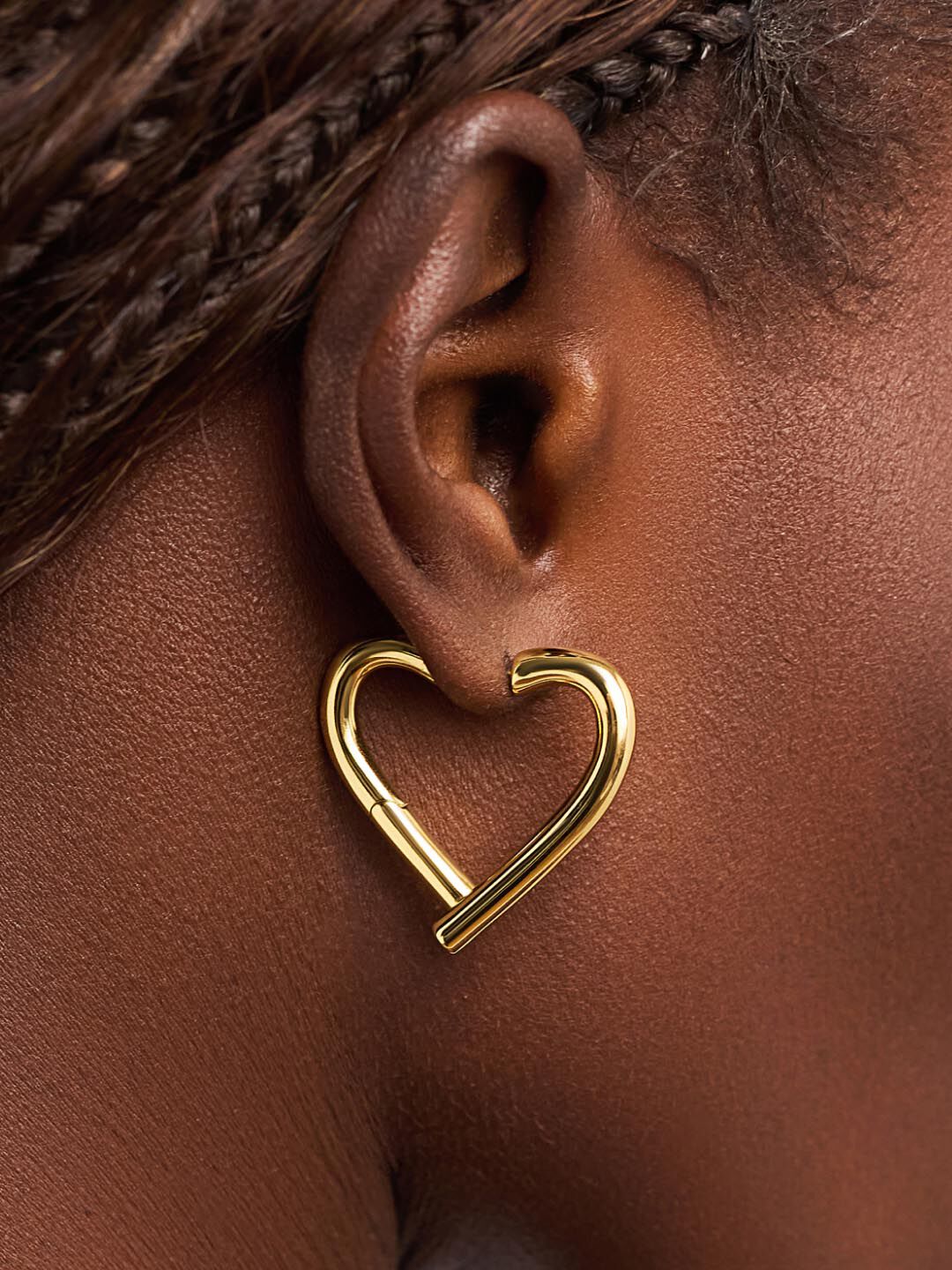 Keilan Large Heart Earrings, GOLD, alternate image number 2