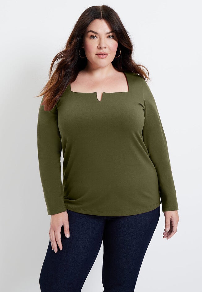 Split-Neck Long-Sleeve One + Only Tee, , alternate image number null