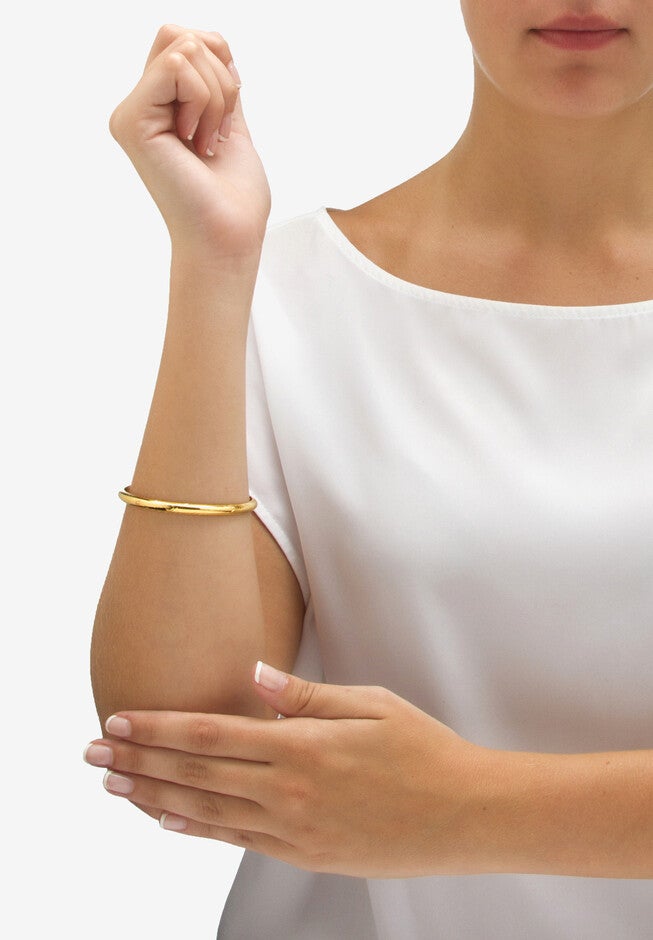 Etched Bangle Bracelet in 18k Yellow Gold Over .925 Sterling Silver 7 inches, , alternate image number null