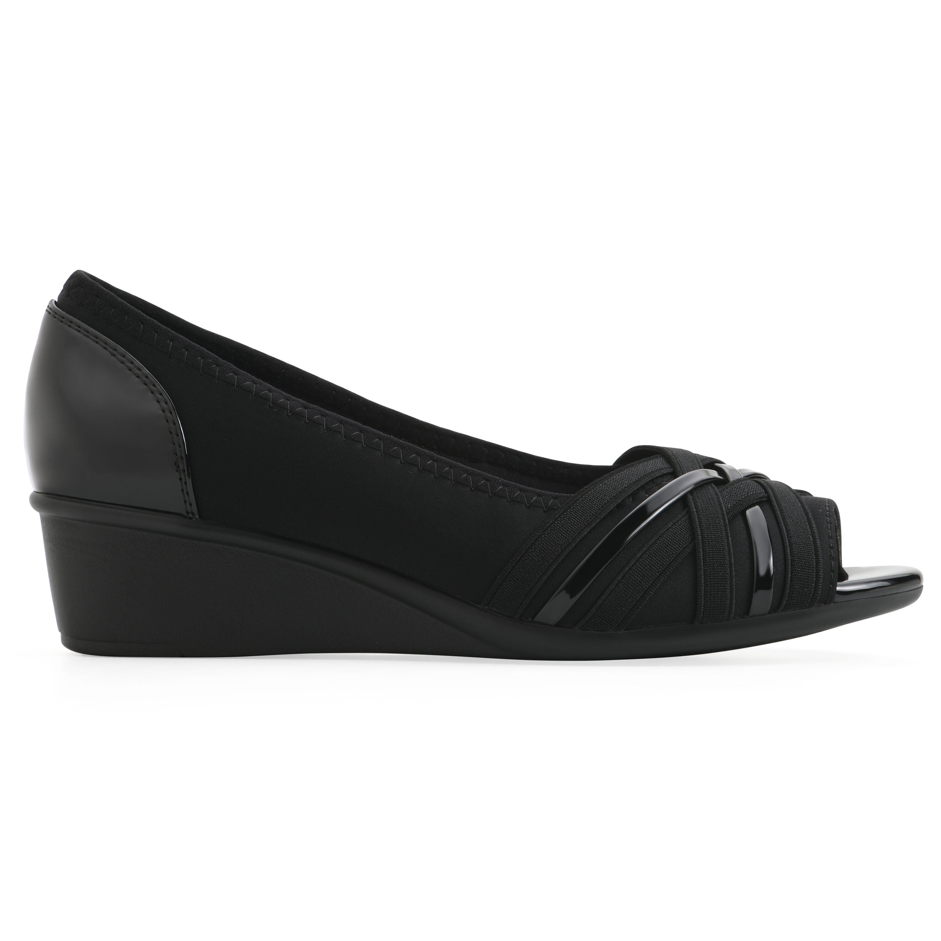 Boldest Peep Toe Wedge, BLACK NYLON, alternate image number 2