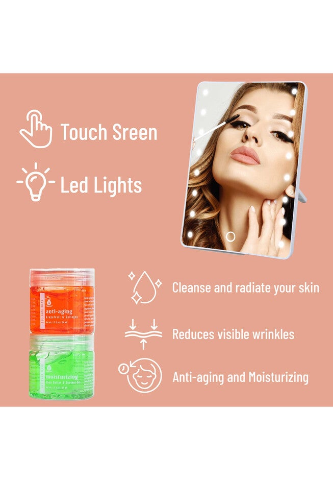 Touchscreen Led Vanity Mirror And Luxurious Gel & Mud Face Mask Set, , on-hover image number null
