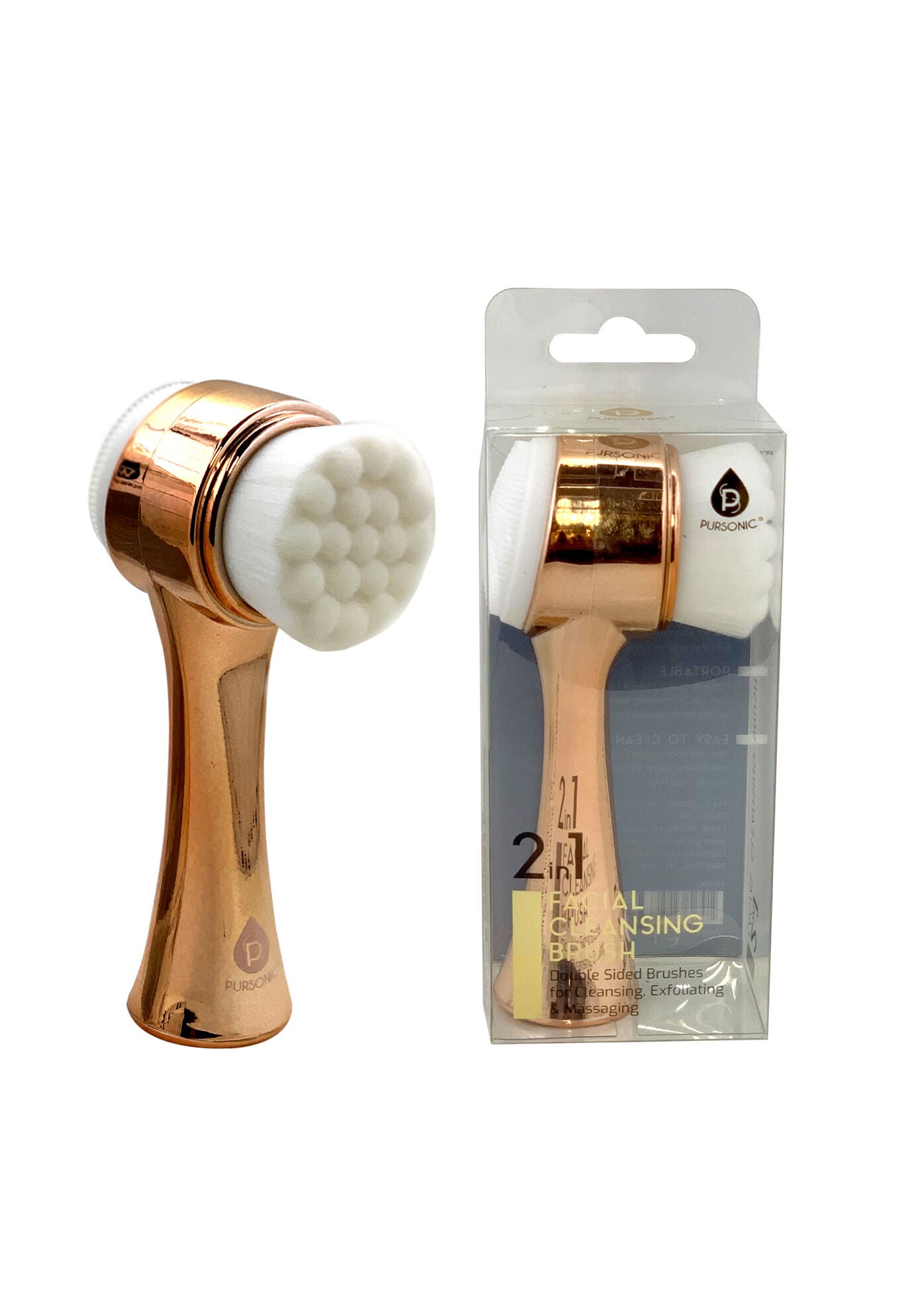 Dual Sided Facial Cleansing Brush, ROSE GOLD, hi-res image number 0