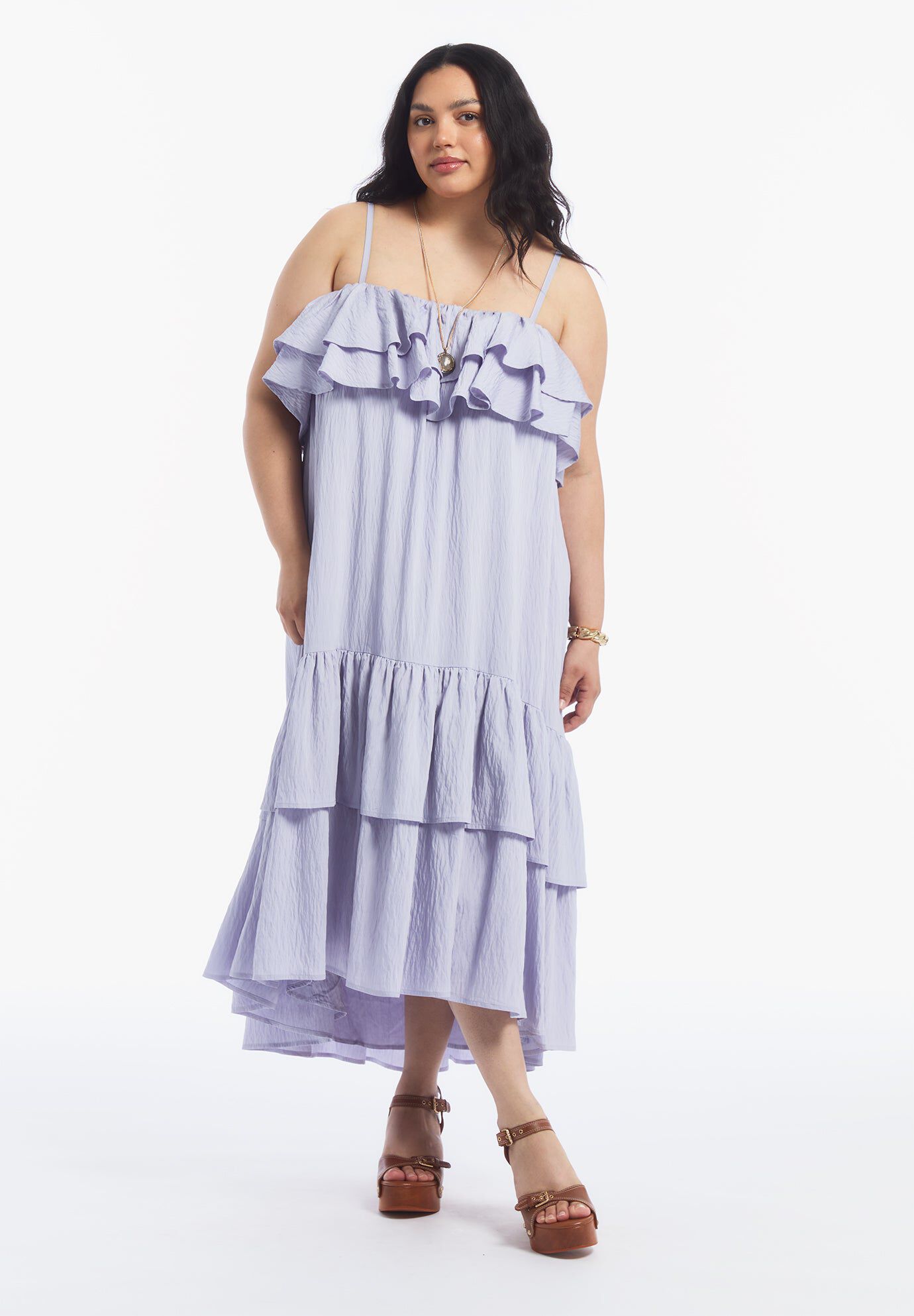 High-Low Ruffled Hem Maxi Dress
