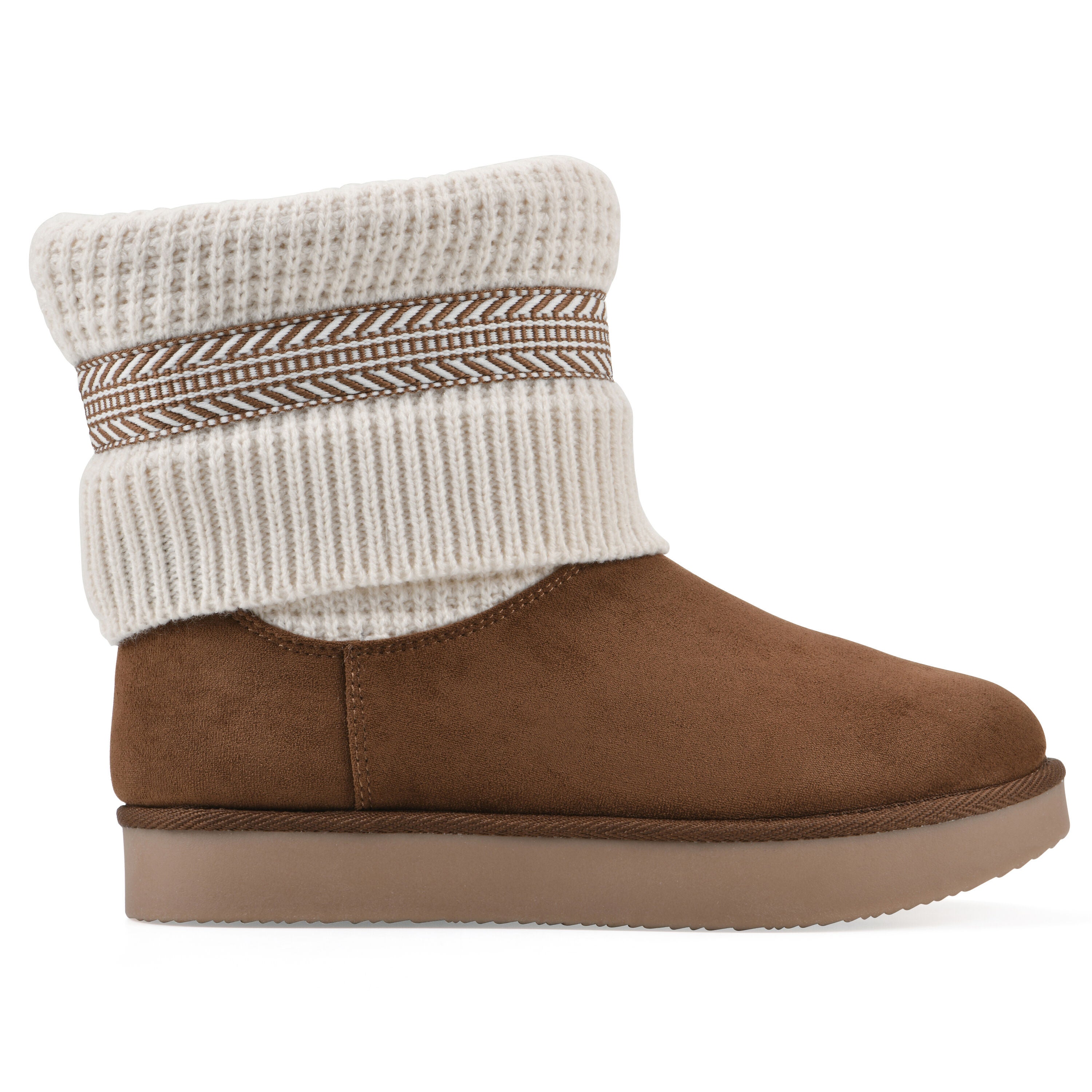 Brysons Fold-Over Sweater Bootie, DARK CHESTNUT, alternate image number 2